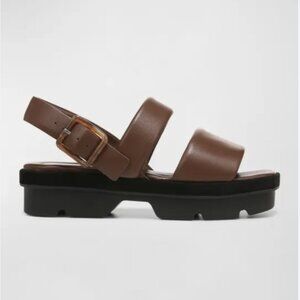 Vince Bowie Leather Lug-Sole Slingback Sandal, Brown, Size 9